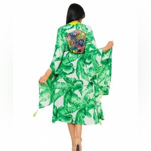 Aromena cashmere swim cover up kimono skull